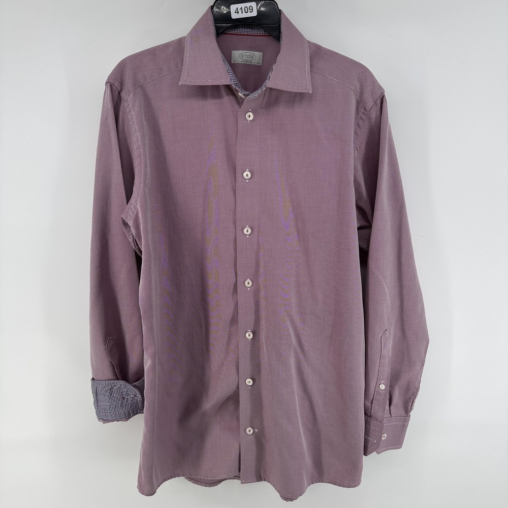 Eton Shirt Mens 15.5 39 Pink Stripe Contemporary Dress Button Up Long Sleeve